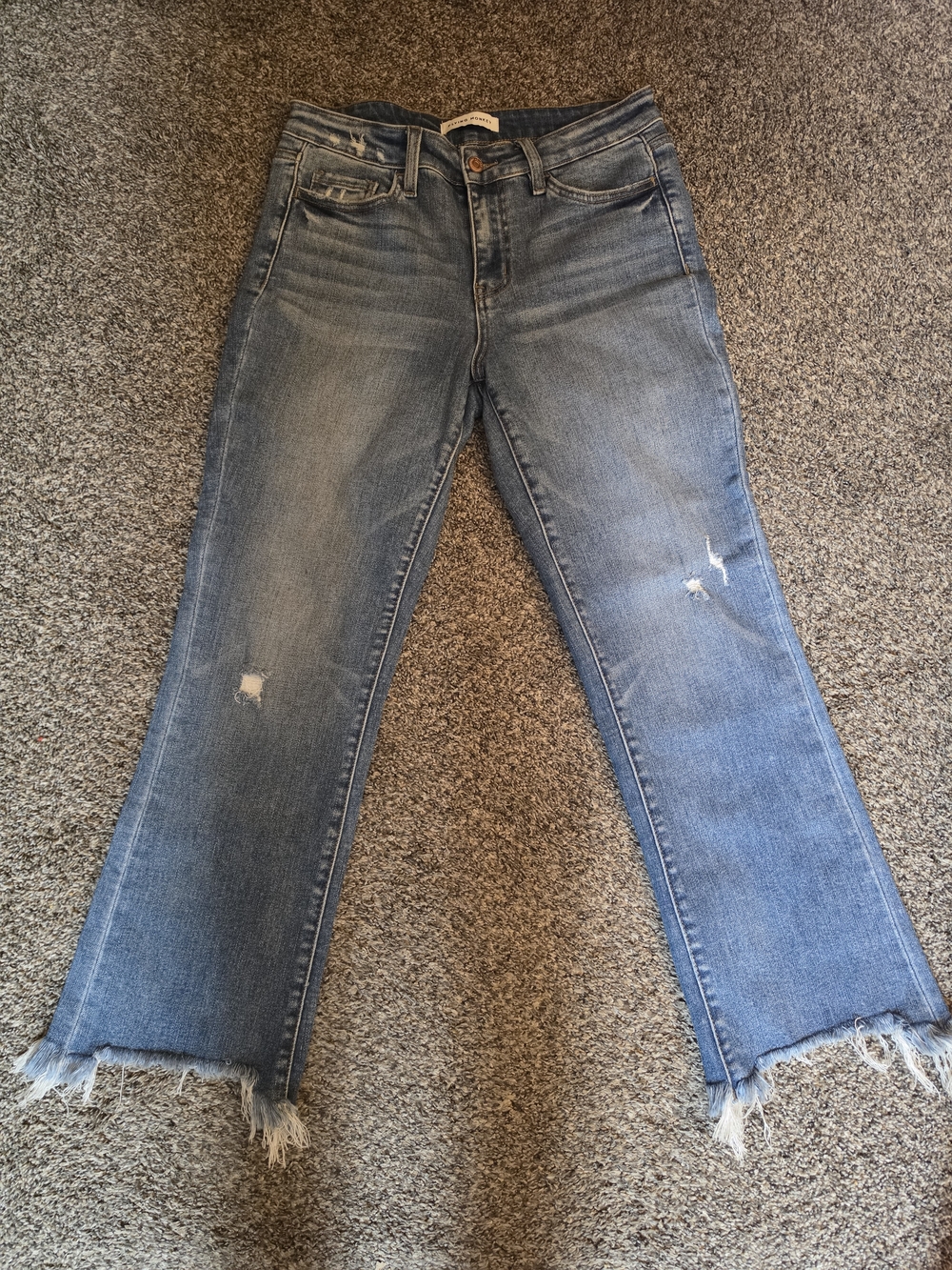 Flying Monkey Light Blue Frayed Hem Flare Jeans